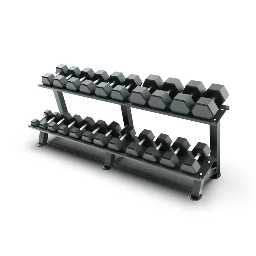 Hexagon halterset 5-30KG + tweelaags rack