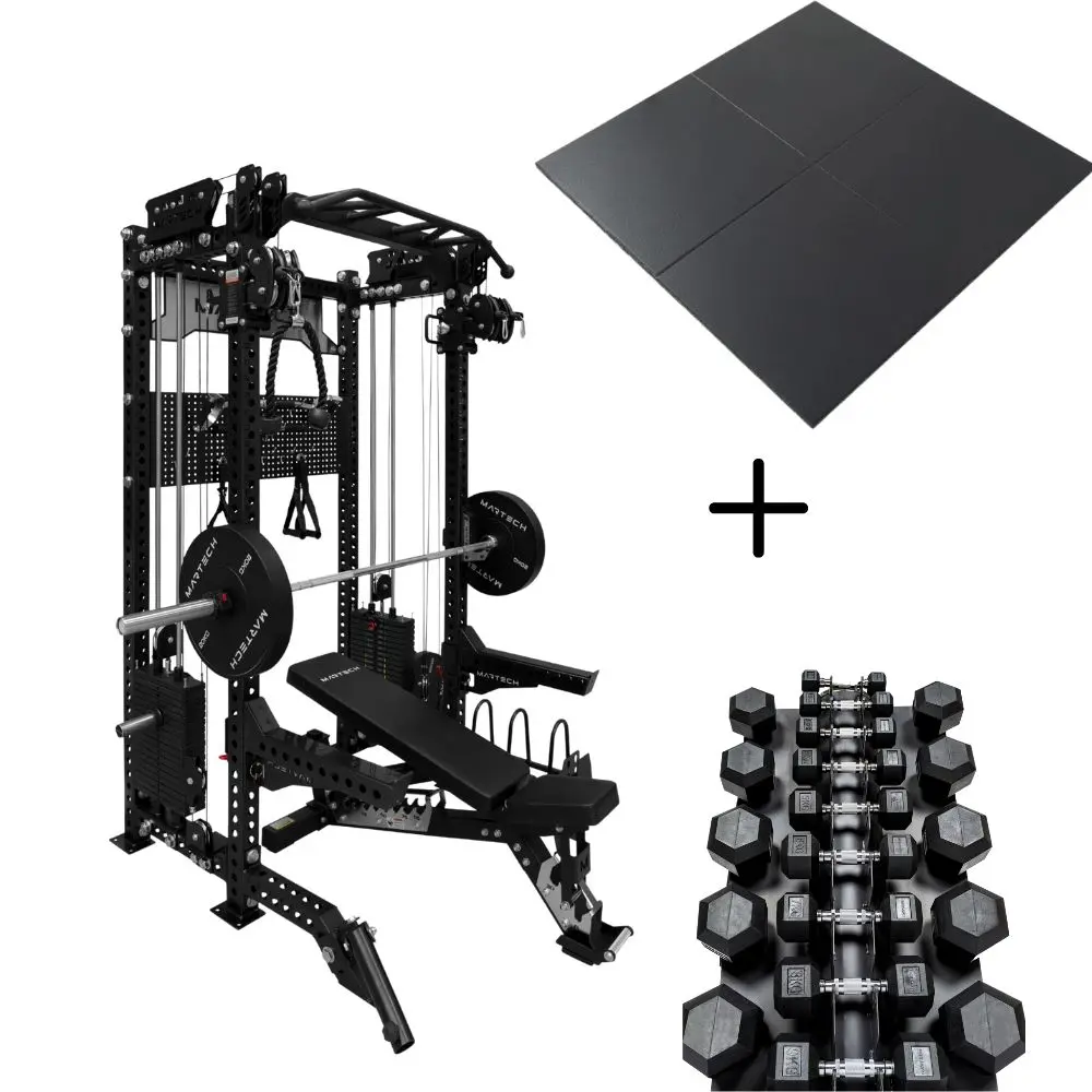 Martech M8 2IN1 Twinratio bundle - 107,5KG plates - Bench & Barbell + Hexagon haltertoren