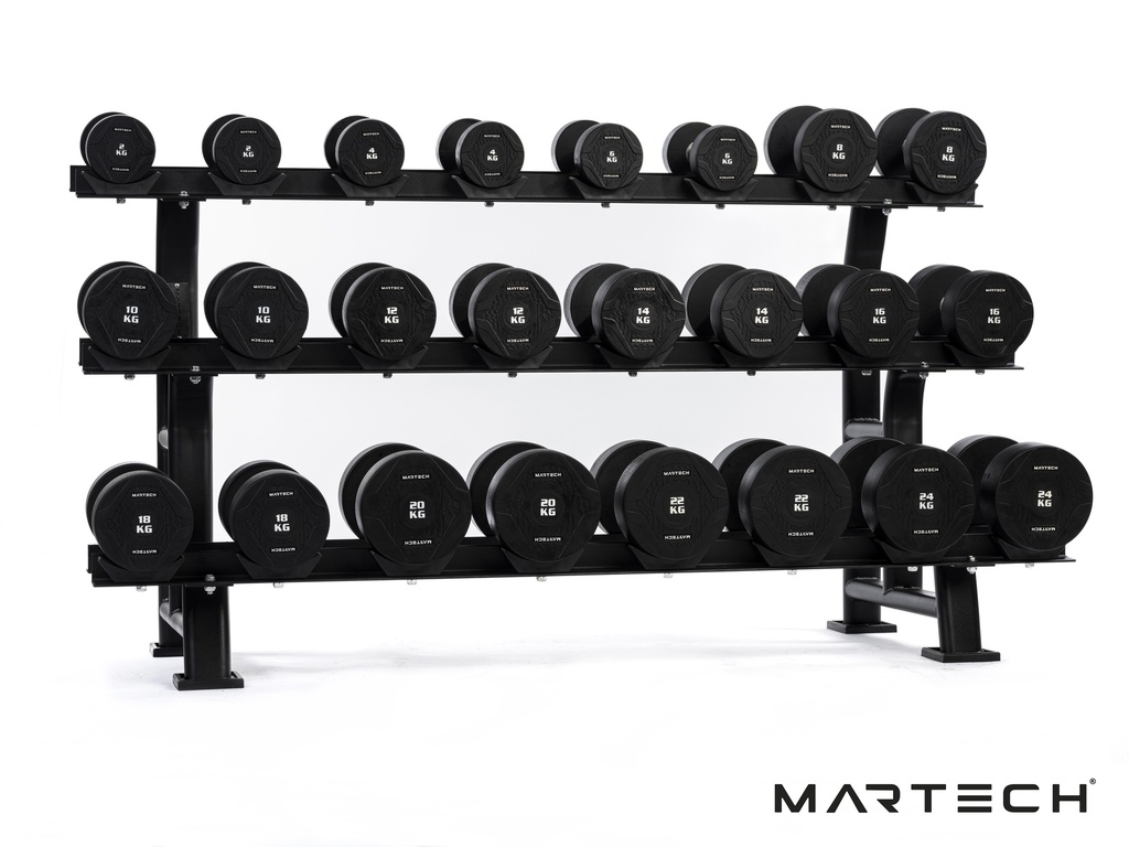 Martech PU halterset 2-24KG + drielaags rack