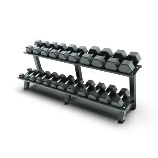 Hexagon halterset 5-30KG + tweelaags rack